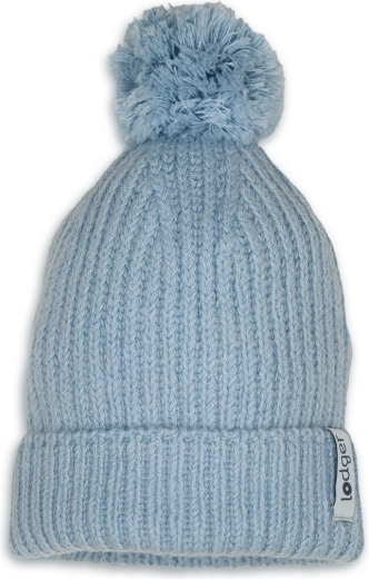 Lodger merino czapka dzianinowa Blue Fogg z pomponem 3–6 miesięcy