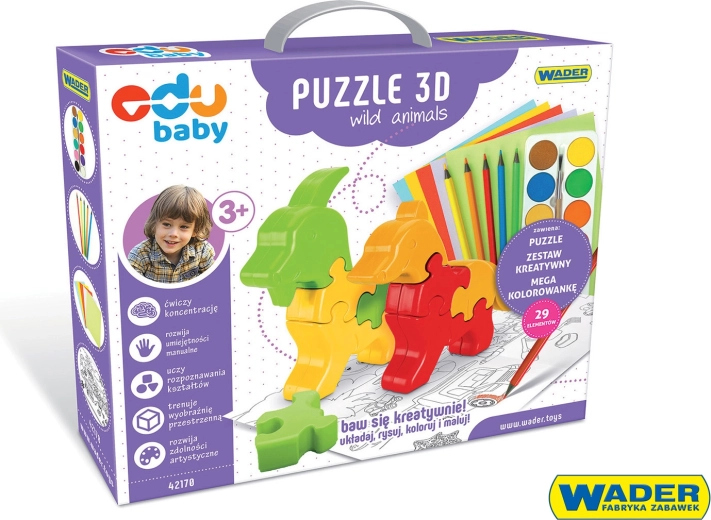Edu Baby 3D puzzle – dzikie zwierzęta