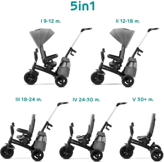 Trójkołowy rowerek KINDERKRAFT Easytwist Platinum Grey