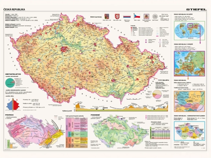 Puzzle mapa Czech Republiki 2000 elementów DINO