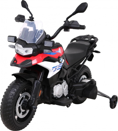 Dziecięcy motocykl elektryczny BMW F850 GS, czerwony, koła EVA, światła LED, łagodny start