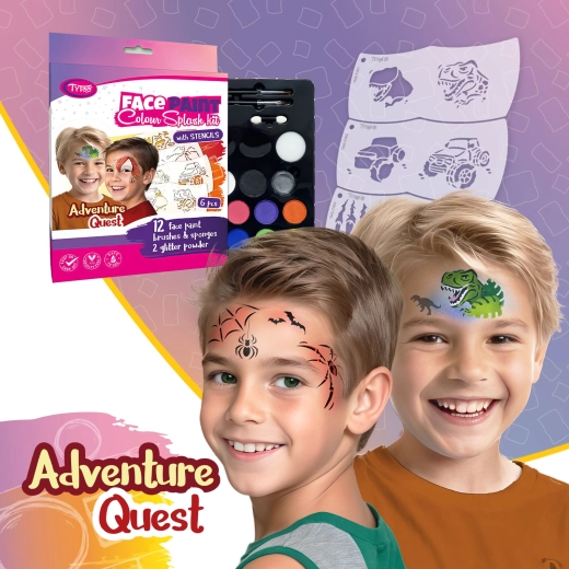 TyToo Adventure Quest zestaw do malowania twarzy z 6 szablonami Mosaic