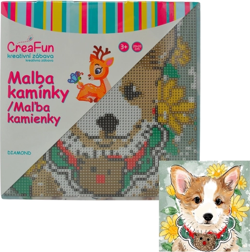 Malowanie diamentowe – rysunkowy piesek 20 × 20 cm