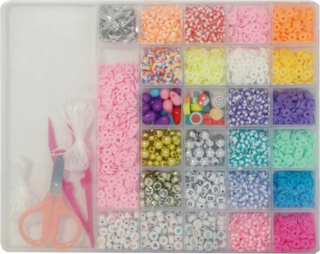 Koraliki w etui z przegródkami – zestaw do wyrobu biżuterii