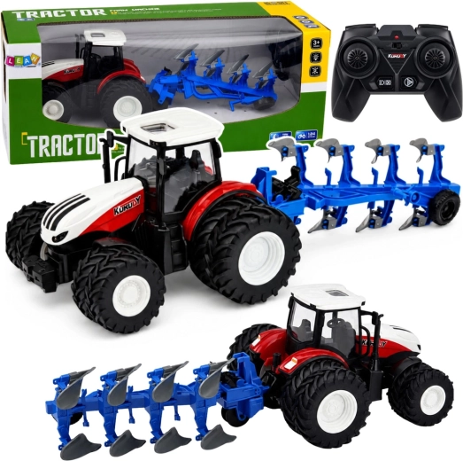RC traktor rolniczy z wieloskibowym pługiem 1:24 (2,4 GHz) czerwony