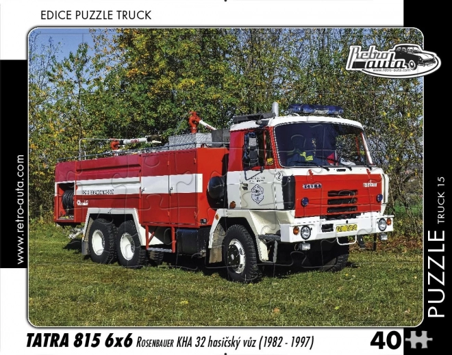 Puzzle retro auta Tatra 815 6x6 Rosenbauer KHA 32 wóz strażacki 40 elementów