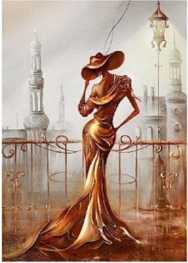 Diamentowe malowanie – kobieta na balkonie 30 × 40 cm