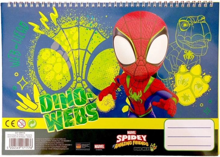 Blok spiralny z naklejkami Spidey A4 - 1 sztuka