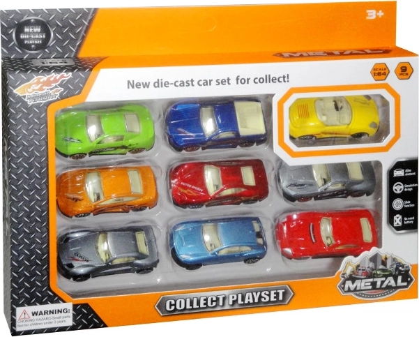 Zestaw 9 sportowych autek 1:64