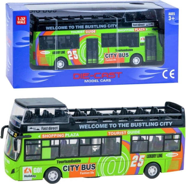 Metalowy piętrowy autobus z otwieranymi drzwiami – Zi