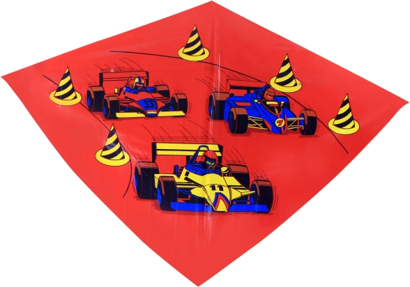 Kolorowy latający latawiec z motywem wyścigowych aut