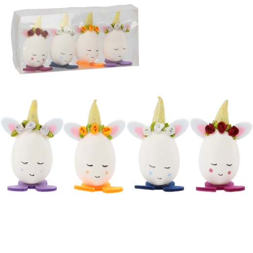 Wielkanocne dekoracje jajeczka z uszkami i czapką, zestaw 4 szt. CHOMIK