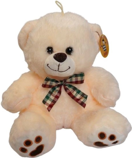 Kremowy pluszowy miś z kokardą