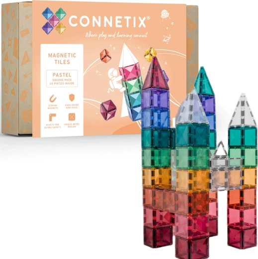 Connetix Pastel Square Pack magnetyczne klocki konstrukcyjne 40 elementów