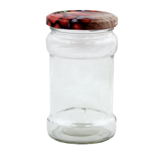 Zestaw szklanych słoików do przetworów 314 ml z czarnymi zakrętkami 66 mm, kształt kwadratowy, 12 szt.