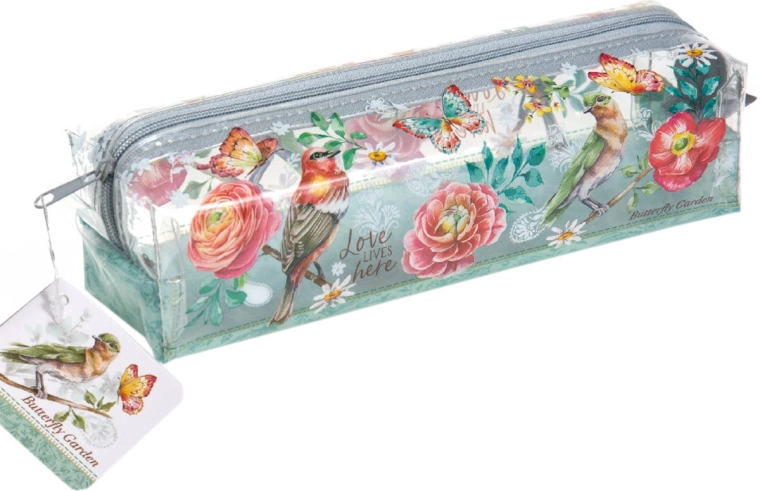Przezroczyste etui na długopisy lub kosmetyki Argus Butterfly Garden - 1 szt.