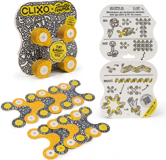 Clixo Tiny & Mighty Artist Edition Timothy Goodman – magnetyczna układanka konstrukcyjna, 9 elementów