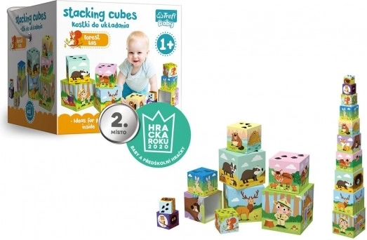 Klocki kubus W lesie 10 szt. w pudełku 15x15 cm 1+