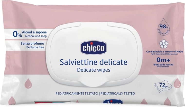Chicco delikatne chusteczki nawilżane dla dzieci z rumiankiem 72 szt.