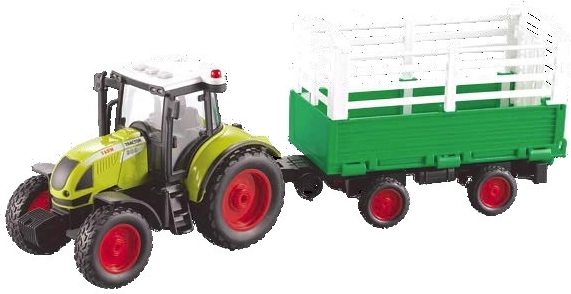 Traktor Farm service z przyczepą do transportu siana 1:16