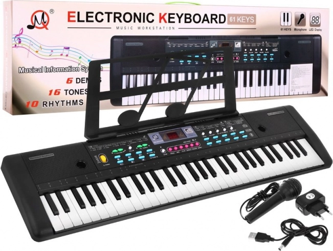 Keyboard dla dzieci z mikrofonem i pulpitem na nuty