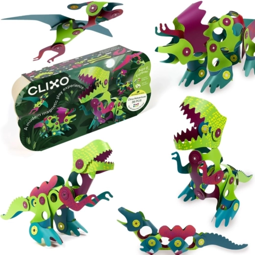 Clixo magnetyczna układanka DINO, 36 elementów