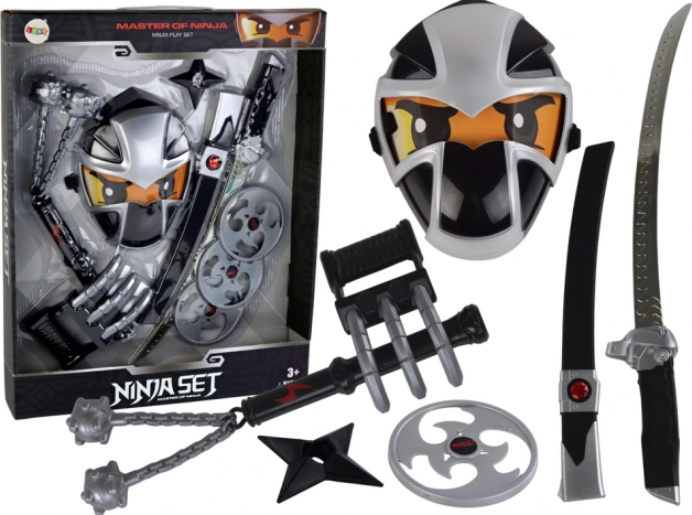 Zestaw Ninja Warrior Miecz Maska Shuriken Dyski Szpony Claws Cluster