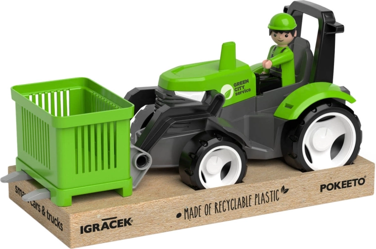 EFKO Igráček MultiGO zielony traktor z widłami, figurką i paletą