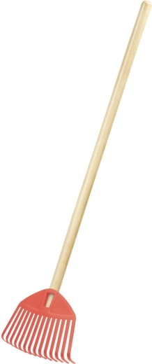 Dziecięce grabki z drewnianym trzonkiem FOCUS BABY, koralowe