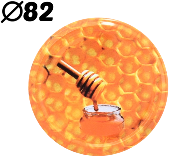 Zestaw wieczek 82 mm z motywem miodu, 10 szt.