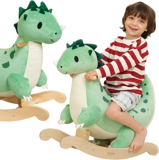 Classic World miękki pluszowo-drewniany bujany dinozaur