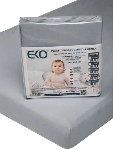 EKO prześcieradło z gumką jersey szare 120×60 cm