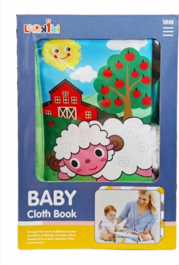 Kolorowa materiałowa książeczka ze zwierzętami i krajobrazami