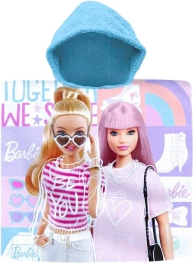 Dziecięce ponczo kąpielowe z kapturem BARBIE z bawełny