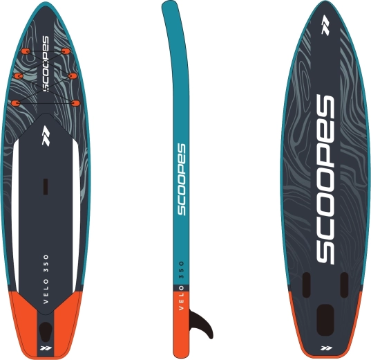 Nadmuchiwany SUP LAGO 350 cm z zestawem akcesoriów, szary