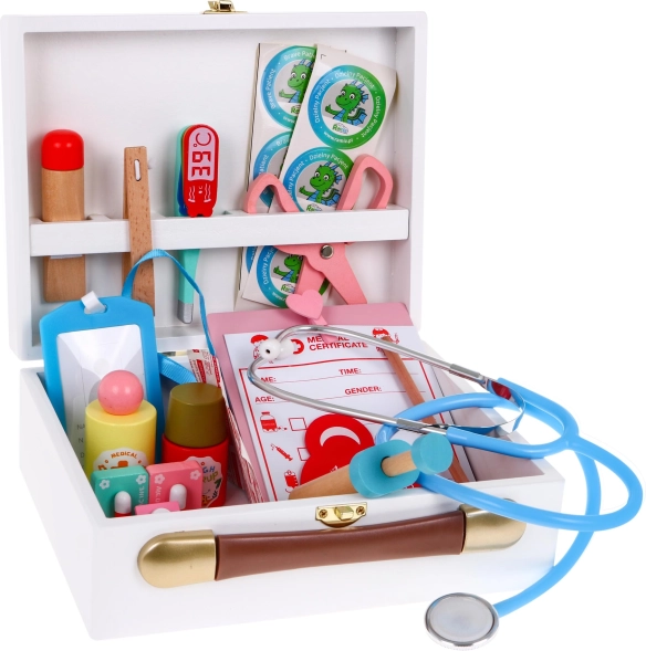 Drewniany zestaw lekarski dla dzieci 3+ z akcesoriami 30 szt.