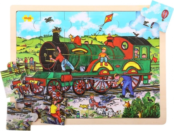 Bigjigs Toys drewniane puzzle pociąg 24 elementy