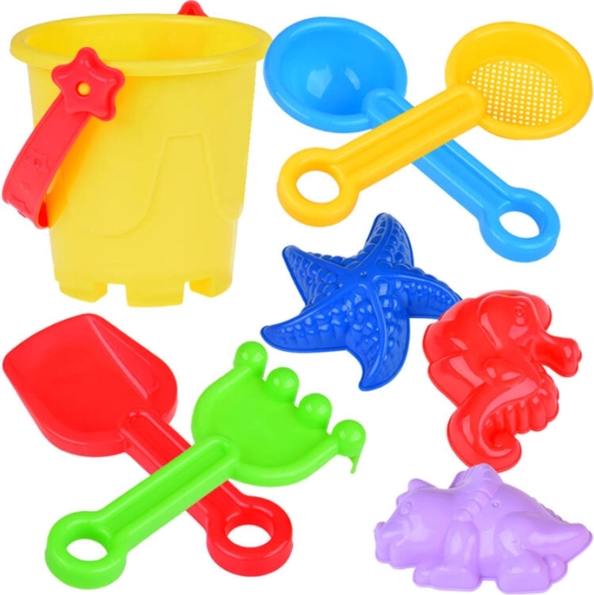 Zestaw zabawek do piasku – wiaderko, foremki i grabki