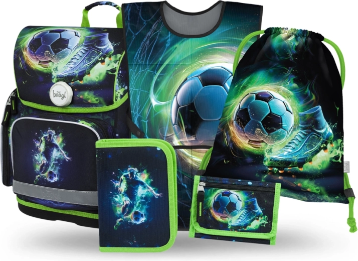 Baagl szkolny zestaw Ergo Piłkarz – tornister, piórnik, worek, fartuszek i portfelik