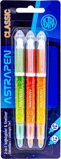 Zakreślacze Astra 2w1 Classic, zestaw 3 szt.