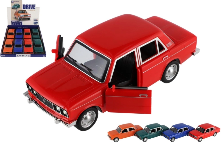 Retro auto na napęd bezwładnościowy ze światłem i dźwiękiem 18 cm