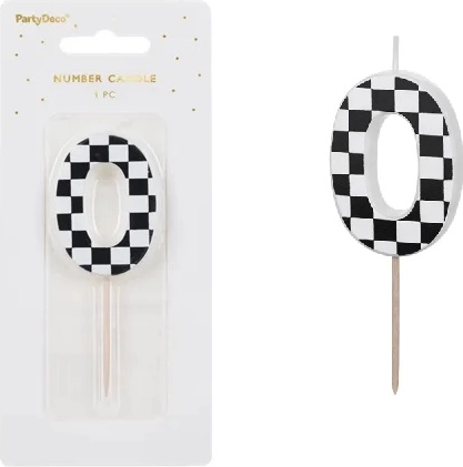 Świeczka urodzinowa w kształcie cyfry 0 (mix) 5,5 cm - 1 szt.