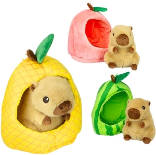 Pluszowa kapibara w owocowym domeczku 15 cm