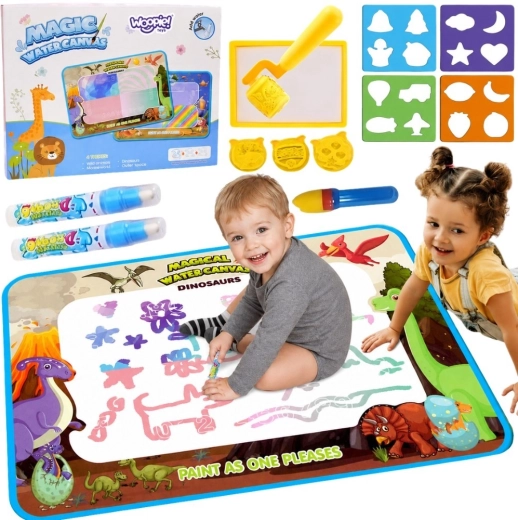 WOOPIE magiczna wodna mata do rysowania XXL z pieczątkami z cyframi 100 × 80 cm