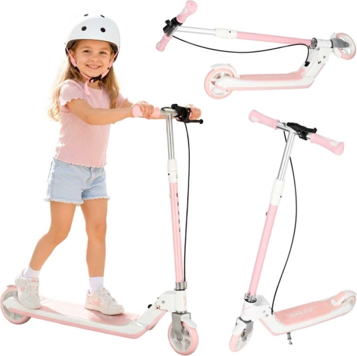Trike Fix składana hulajnoga dziecięca ze świecącymi kółkami LED, różowa