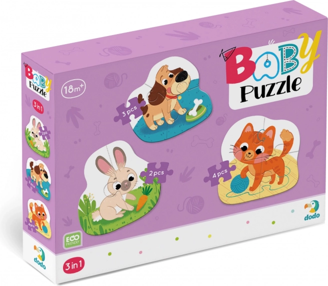 DODO baby puzzle domowi pupile 3w1 (2, 3, 4 elementy)