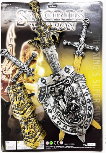 Dziecięcy zestaw trzech mieczy z tarczą SPARKYS