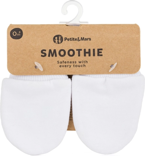 Niemowlęce rękawiczki Petite&Mars Smoothie Infinity White