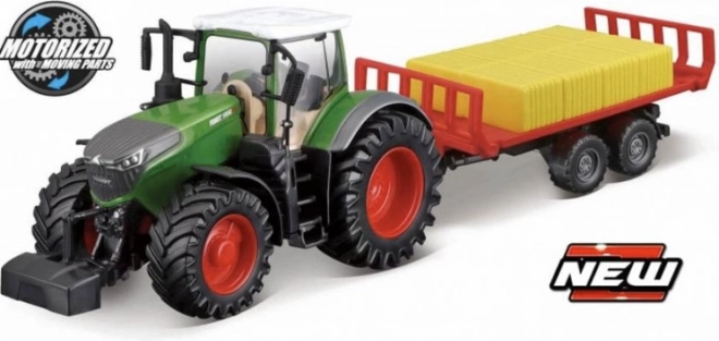 Bburago 10 cm traktor rolniczy Fendt 1050 z przyczepą do bel