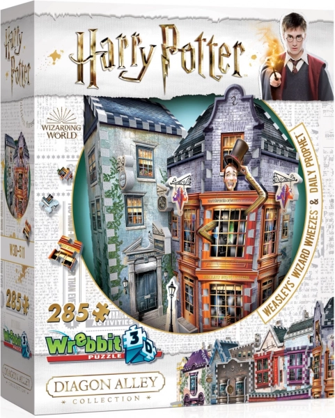 Puzzle 3D HARRY POTTER: Psikusy i czarodziejskie żarty oraz Prorok Codzienny (285 elementów) – WREBBIT